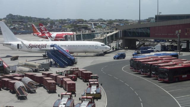 Mumbai, India - May 28, 2020: Planes parked at The Chatrapati Shivaji Maharaj International Airport. A media tour was conducted to witness the preparedness at CSMIA post resuming its domestic air service operation in Mumbai, India, on Thursday, May 28, 2020. (Photo by Satyabrata Tripathy/Hindustan Times) (Satyabrata Tripathy/HT Photo)