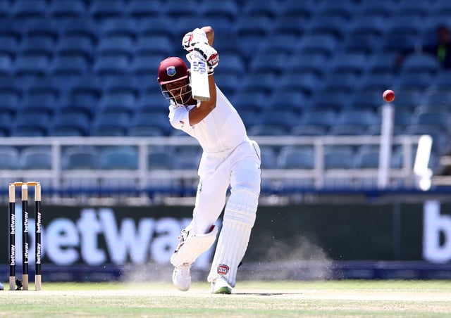 Cricket - Second Test - South Africa v West Indies - Wanderers Stadium, Johannesburg, South Africa - March 9, 2023 West Indies' Roston Chase in action REUTERS/Siphiwe Sibeko/File Photo