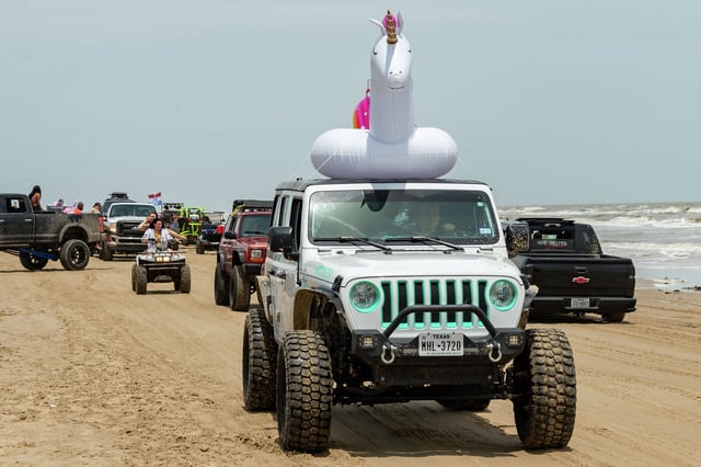 Jeep Weekend started as a small weekend event for Jeep lovers in Crystal Beach but has grown to a large gathering of hundreds of vehicles including Jeeps, UTV&#39;s, 4-wheelers and more on the beach. 