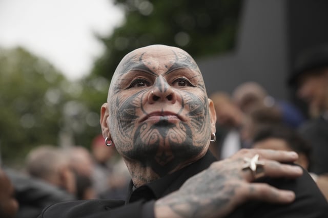 French artist Jean-Luc Verna speaks to media during the inauguration of his sculpture, a memorial to the long-ignored gay victims of the Nazi regime and to all LGBTQ+ people persecuted throughout history, in Paris, Saturday, May 17, 2025. (AP Photo/Christophe Ena)