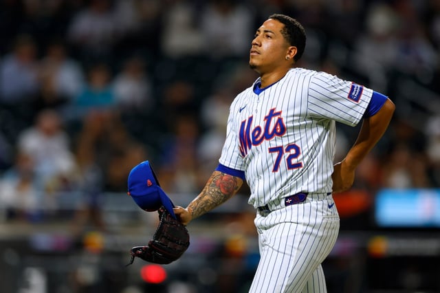 New York Mets pitcher Dedniel Núñez (72) during the eighth inning of a game against the Miami Marlins, Wednesday, June 12, 2024, in New York. The Mets defeated the Marlins 10-4. (AP Photo/Rich Schultz)