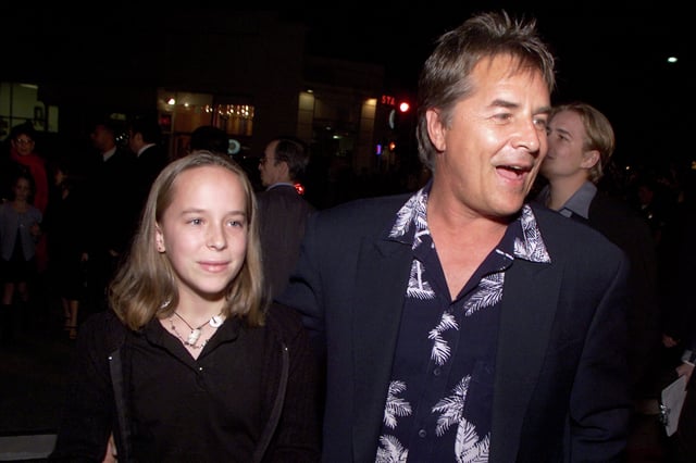 Don Johnson and daughter Dakota at the premiere of “Harry Potter and the Sorcerer’s Stone” in Los Angeles, November 14, 2001. The actress revealed she struggled financially in her early career after her father, actor Don Johnson, ended his support when she didn&#39;t go to college.