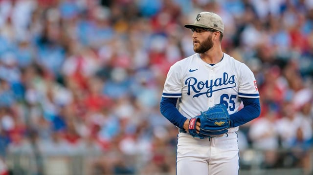 Kansas City Royals pitcher Noah Cameron (65) on the mound during the first inning against the St. Louis Cardinals at Kauffman Stadium.
