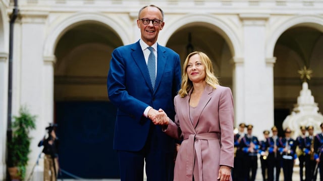 Friedrich Merz und Giorgia Meloni in Rom.