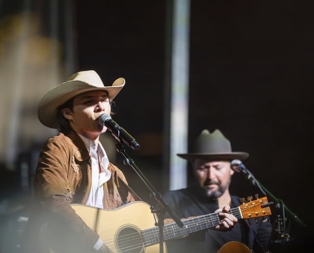 American Idol finalist John Foster performs &#34;Don&#39;t Rock the Jukebox&#34; at Bayou Plaquemine Waterfront Park in Plaquemine, La., Wednesday, May 14, 2025.