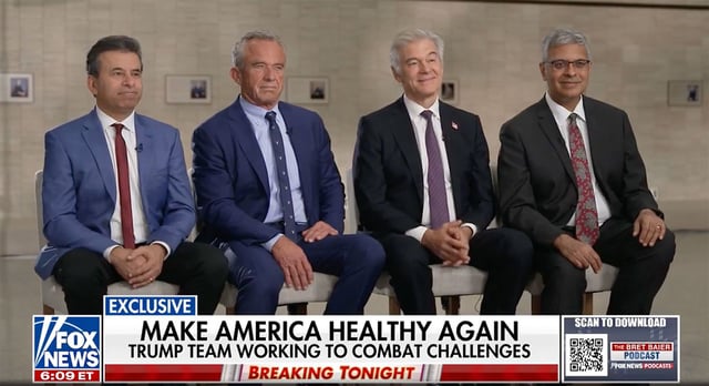 Makary, Kennedy, Oz and Bhattacharya appear on Fox News on May 8, 2025.