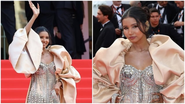 Nancy Tyagi walks the Cannes Film Festival red carpet. 