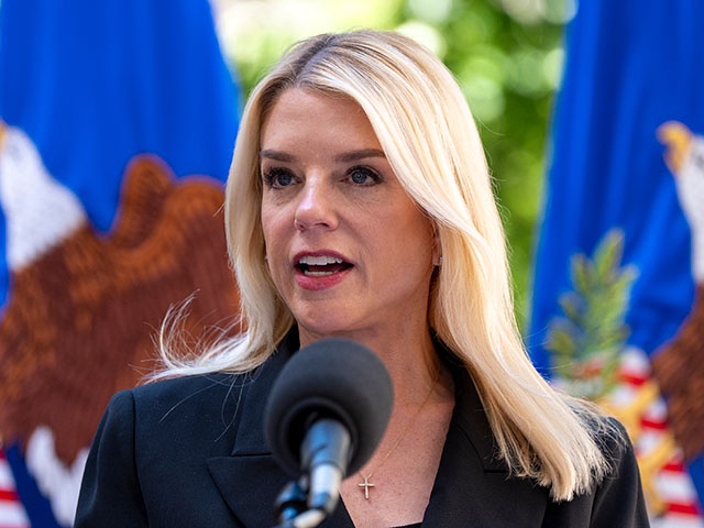 Attorney General Pam Bondi speaks during a news conference at the Department of Justice, Wednesday, May 7, 2025, in Washington. (AP Photo/Alex Brandon)