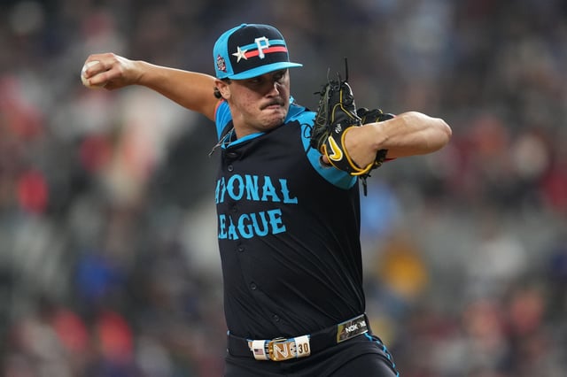 ARLINGTON, TEXAS - JULY 16: Paul Skenes #30 of the Pittsburgh Pirates pitches in the first inning during the 94th MLB All-Star Game presented by Mastercard at Globe Life Field on July 16, 2024 in Arlington, Texas.