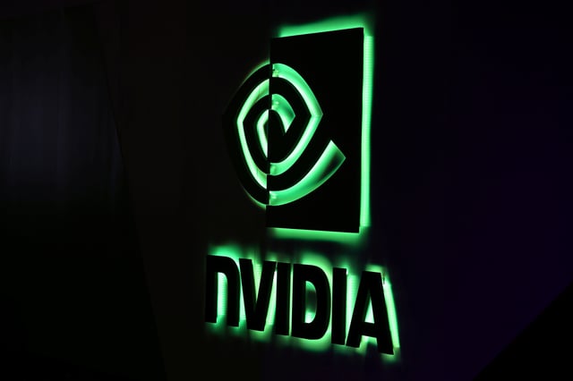 A NVIDIA logo is shown at SIGGRAPH 2017 in Los Angeles, California, U.S. July 31, 2017.  REUTERS/Mike Blake/File Photo
