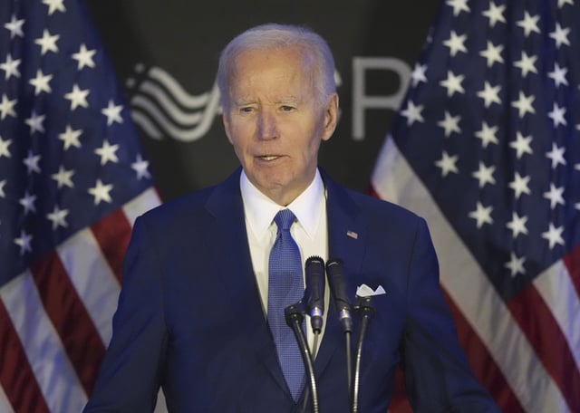 Former President Joe Biden speaks at a conference in Chicago, April 15, 2025.