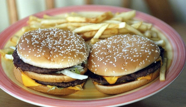 Stock image of burgers.
