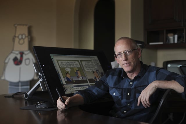 Scott Adams, cartoonist and author and creator of &#34;Dilbert&#34;, poses for a portrait in his home office on Monday, January 6, 2014 in Pleasanton, Calif. Adams has published a new memoir &#34;How to Fail at Almost Everything and Still Win Big: Kind of the Story of My Life&#34;.