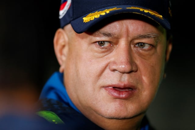 Venezuela's Interior Minister Diosdado Cabello looks on, on the day Venezuelan migrants arrive on a flight after being deported from the United States, in Caracas, Venezuela, March 24, 2025. REUTERS/Leonardo Fernandez Viloria/File Photo