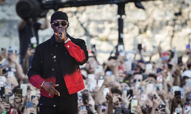 Werenoi performs on stage during the 40th edition of the Francofolies de La Rochelle music festival, in La Rochelle, southwestern France, on July 13, 2024. (Photo by Thibaud MORITZ / AFP)