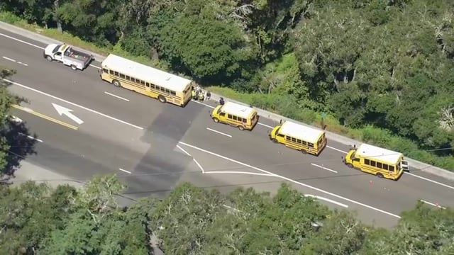 A school bus crash on Highway 17 in Santa Cruz County. (May 19, 2025)