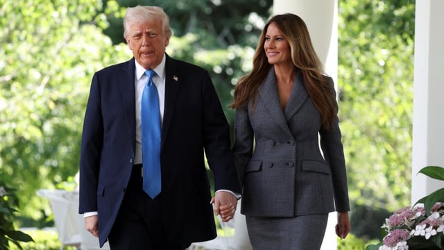 President Trump and his wife, Melania Trump, addressed reporters and politicians at the White House rose garden