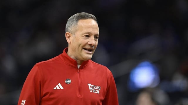 Mar 29, 2025; San Francisco, CA, USA; Texas Tech Red Raiders head coach Grant McCasland stands on the sidelines during the second half against the Florida Gators during the West Regional final of the 2025 NCAA tournament at Chase Center. Mandatory Credit: Eakin Howard-Imagn Images