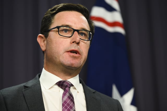 CANBERRA, AUSTRALIA - JANUARY 05: Water Resources Minister David Littleproud speaks during a press conference at Parliament House on January 05, 2020 in Canberra, Australia. One person has died in Batlow and four firefighters were injured in NSW overnight. 14 people have now died in the fires in NSW, Victoria and South Australia since New Year&#39;s Eve. Prime Minister Scott Morrison on Saturday announced army reservists were being called up to help with firefighting efforts across Australia, along with extra Defence ships and helicopters. The Prime Minister has faced ongoing criticism over his handling of the ongoing bushfire crisis, most recently over the Liberal Party&#39;s release of advertising detailing the Government&#39;s bushfire response. (Photo by Rohan Thomson/Getty Images)