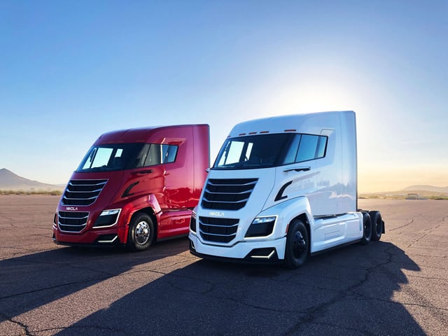 Undated hand out photo of a Nikola hydrogen fuel cell truck. Nikola Corp., the buzzy electric trucking company, is defending itself against charges of fraud that were made by short-selling firm Hindenburg Research. The allegations came just days after GM announced it was taking an 11 percent stake in the startup. Hindenburgs report, released September 10th, is titled How to Parlay an Ocean of Lies into a Partnership with the Largest Auto OEM in America a reference to the news that GM was teaming up with Nikola to help engineer and manufacture the startups battery-electric and hydrogen fuel cell vehicles. Hindenburg claims that Nikola had engaged in lies and deception in showcasing its electric vehicle technology, including staging a video that showed one of its trucks cruising down a hill. Photo via ABACAPRESS.COM