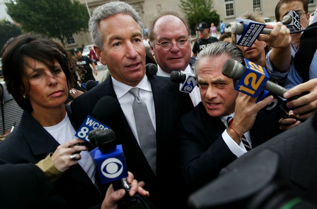 Charles Kushner (center) pictured attending court back on August 18, 2004 in Newark, New Jersey.