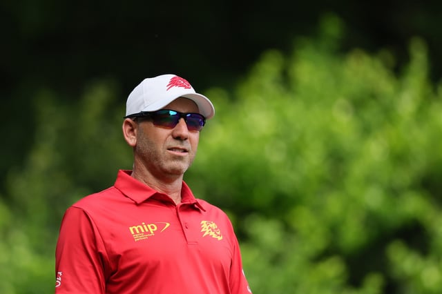 Sergio Garcia of Spain looks on while playing the 12th hole during the second round of the PGA Championship at Quail Hollow Country Club on May 16, 2025 in Charlotte, North Carolina.