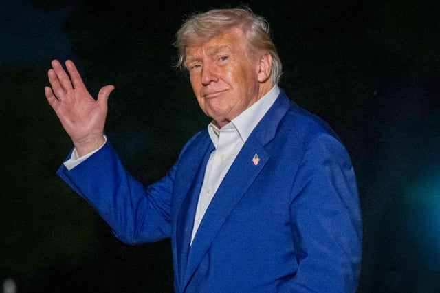 Donald Trump on the South Lawn of the White House on May 16, 2025.      