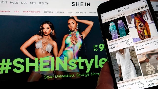 Die Websites von Temu und Shein.