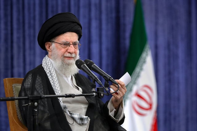 Iran's Supreme Leader Ayatollah Ali Khamenei speaks during a meeting in Tehran, Iran on Tuesday.