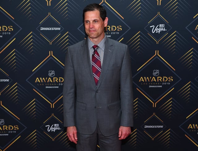 Jun 19, 2019; Las Vegas, NV, USA; Don Sweeney is pictured on the red carpet during the 2019 NHL Awards at Mandalay Bay. Mandatory Credit: Stephen R. Sylvanie-USA TODAY Sports/File Photo