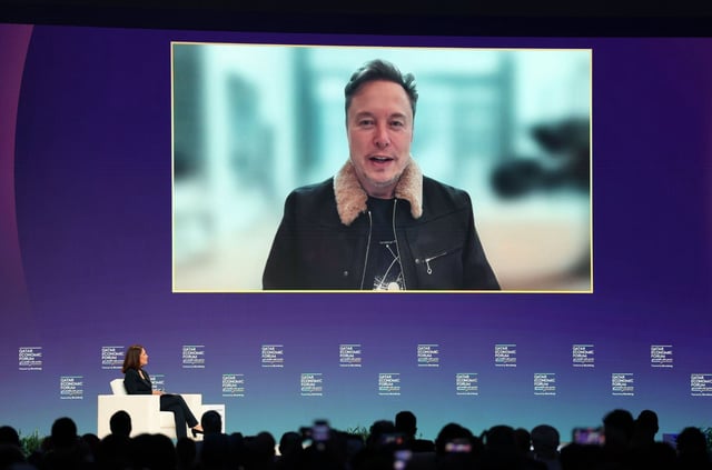 Elon Musk speaks Tuesday at the Qatar Economic Forum in Doha.
