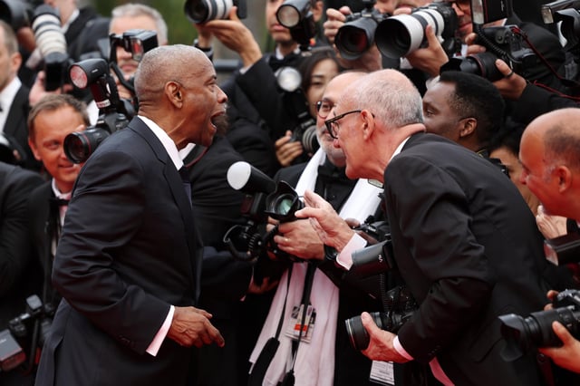 Denzel Washington attends the &#34;Highest 2 Lowest&#34; red carpet at the 78th annual Cannes Film Festival at the Palais des Festivals on May 19, 2025 in Cannes, France.