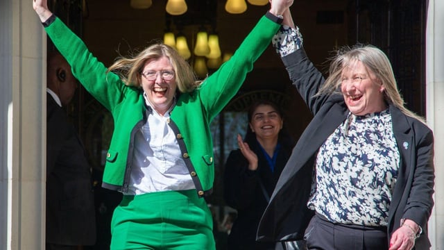 Susan Smith, left, and Marion Calder, directors of the For Women Scotland’ group celebrate the Supreme Court ruling on biological sex. The EHRC has launched a consultation on its guidance