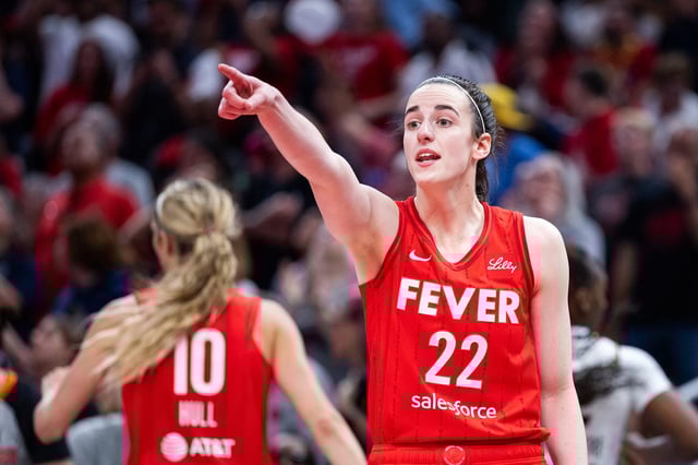 Indiana Fever guard Caitlin Clark (22) in the second half against the Chicago Sky at Gainbridge Fieldhouse in Indianapolis, Indiana on May 17, 2025.