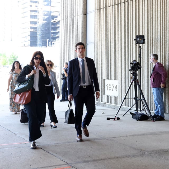 Cal Foote arrives at the courthouse in London, Ont., on May 16, 2025.