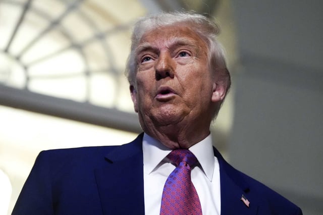 President Donald Trump speaks to reporters before a House Republican conference meeting, Tuesday, May 20, at the U.S. Capitol in Washington.