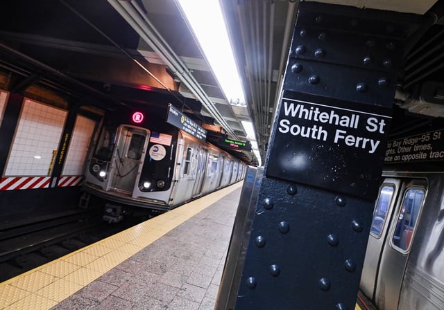 The Whitehall St. South Ferry subway station on the R/W lines in Lower Manhattan on Thursday, Oct 26, 2023. (Marc A. Hermann / MTA)
