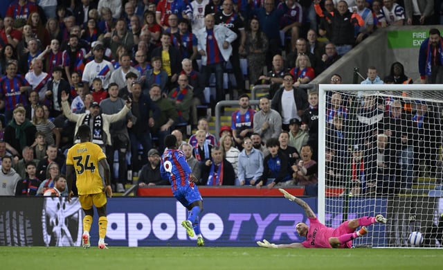 Soccer Football - Premier League - Crystal Palace v Wolverhampton Wanderers - Selhurst Park, London, Britain - May 20, 2025 Crystal Palace's Eddie Nketiah scores their second goal REUTERS/Tony O Brien