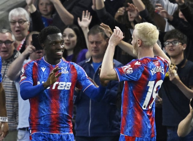 Soccer Football - Premier League - Crystal Palace v Wolverhampton Wanderers - Selhurst Park, London, Britain - May 20, 2025 Crystal Palace's Eddie Nketiah celebrates scoring their second goal with Will Hughes REUTERS/Tony O Brien