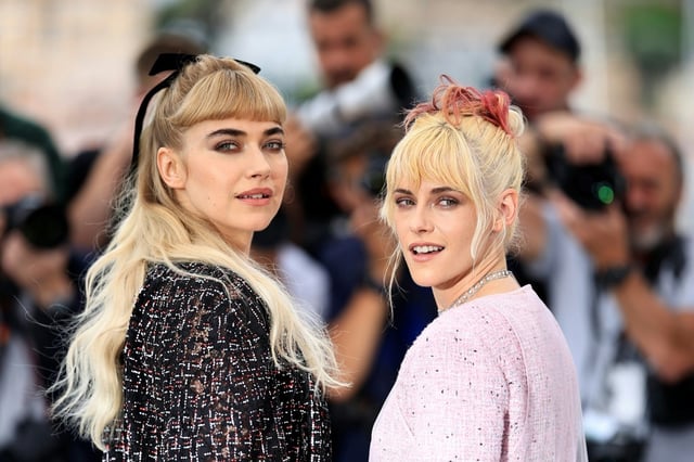 British actress Imogen Poots (L) and US director Kristen Stewart at Cannes