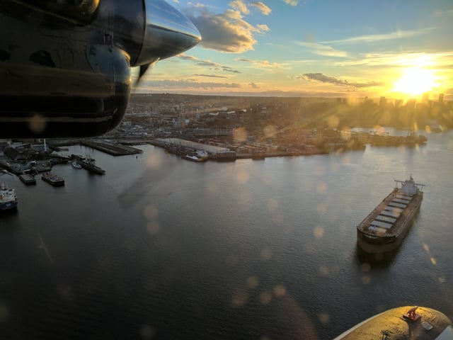 Burrard Inlet seen from a seaplane.