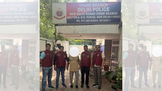 Devender Kumar Sharma in police custody | Photo: X, @CrimeBranchDP