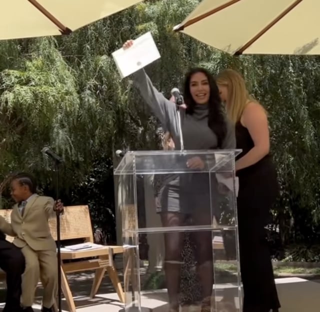 Kim Kardashian celebrates finishing her law program.