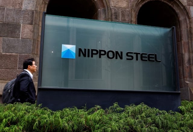 Nippon Steel logo is displayed at the company's headquarters in Tokyo, Japan, April 1, 2024.  REUTERS/Issei Kato/File Photo