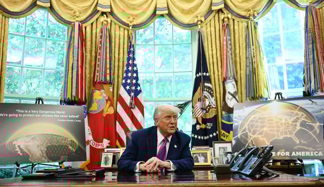 US President Donald Trump speaks during an announcement about the Golden Dome missile defense shield, in the Oval Office of the White House on May 20, 2025, in Washington, DC. (Photo by Jim WATSON / AFP) (Photo by JIM WATSON/AFP via Getty Images)