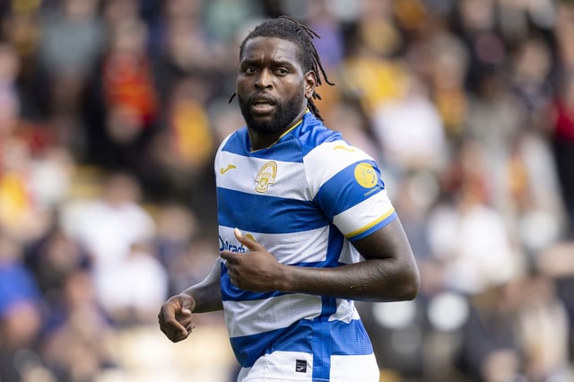 GLASGOW, SCOTLAND - AUGUST 03: Jay Emmanuel-Thomas in action for Morton during a William Hill Championship match between Partick Thistle and Greenock Morton at the Wyre Stadium at Firhill, on August 03, 2024, in Glasgow, Scotland. (Photo by Ross MacDonald/SNS Group via Getty Images)