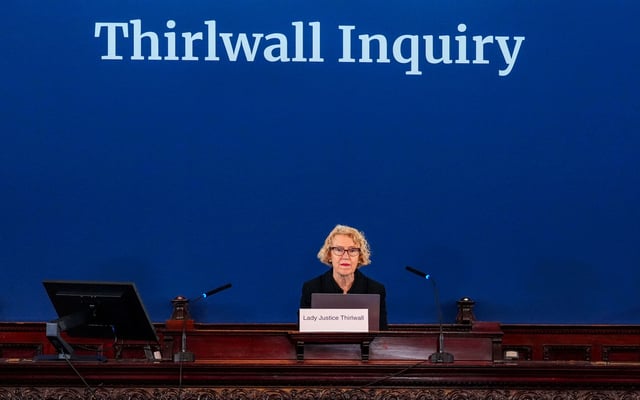 Chair of the inquiry Lady Justice Thirlwall looks on ahead of hearings into the murders and attempted murders of babies by nurse Lucy Letby, at Liverpool Town Hall in Liverpool, Britain, September 9, 2024. Peter Byrne/Pool via REUTERS/File Photo