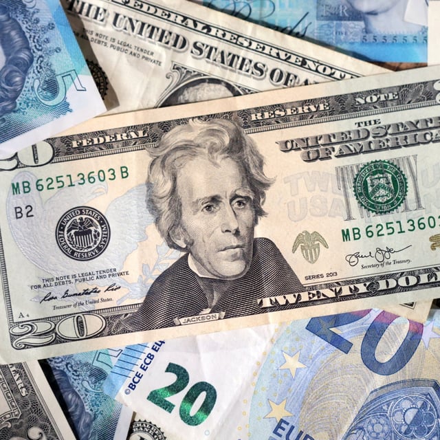 U.S. dollar, Euro and Pound banknotes are seen in this illustration taken May 4, 2025.
