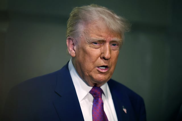 President Donald Trump arrives for a House Republican meeting at the U.S. Capitol on May 20, 2025 in Washington, DC.
