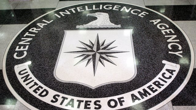 The logo of the US Central Intelligence Agency is shown in the lobby of the CIA headquarters in Langley, Virginia, March 3, 2005